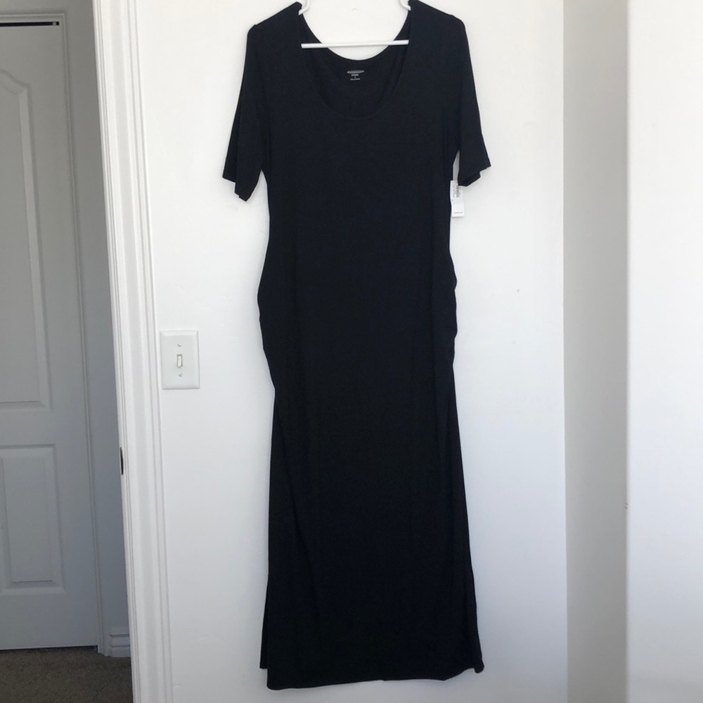 Black maternity midi dress